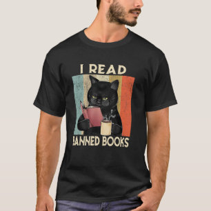Katze Ich lese verbotene Bücher Lustige Bücherwürm T-Shirt