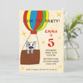 Katze im Air Balloon-Kindergeburtstag Einladung (Stehend Vorderseite)