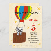 Katze im Air Balloon-Kindergeburtstag Einladung (Vorne/Hinten)