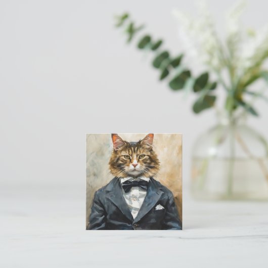 Katze im Anzug Begleitkarte (Stehend Vorderseite)