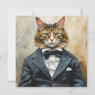 Katze im Anzug Einladung