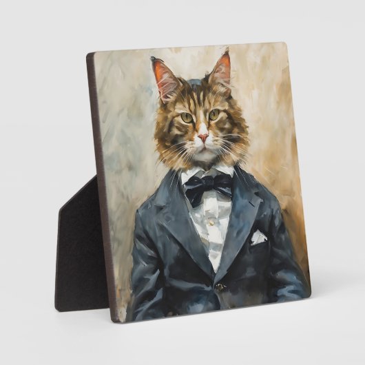 Katze im Anzug Fotoplatte (Vorderseite)