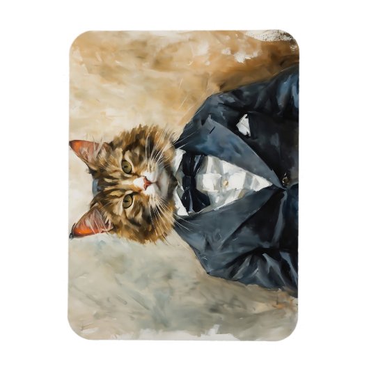 Katze im Anzug Magnet (Vertikal)