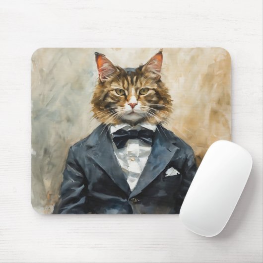 Katze im Anzug Mousepad (Mit Mouse)