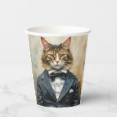 Katze im Anzug Pappbecher (Vorderseite)