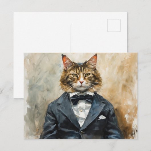 Katze im Anzug Postkarte (Vorne/Hinten)