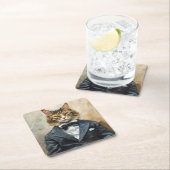 Katze im Anzug Rechteckiger Pappuntersetzer (Vor Ort)