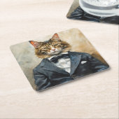 Katze im Anzug Rechteckiger Pappuntersetzer (angewinkelt)
