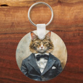 Katze im Anzug Schlüsselanhänger (Vorderseite)