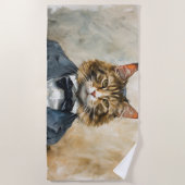 Katze im Anzug Strandtuch (Vorderseite)