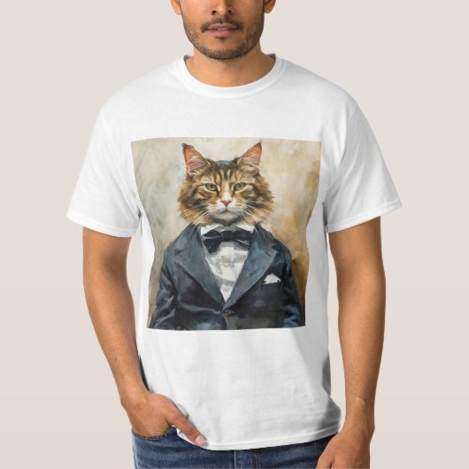 Katze im Anzug T-Shirt (Vorderseite)