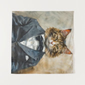 Katze im Anzug Wandteppich (Vorderseite (Horizontal))