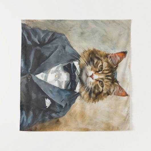 Katze im Anzug Wandteppich (Vorderseite (Horizontal))