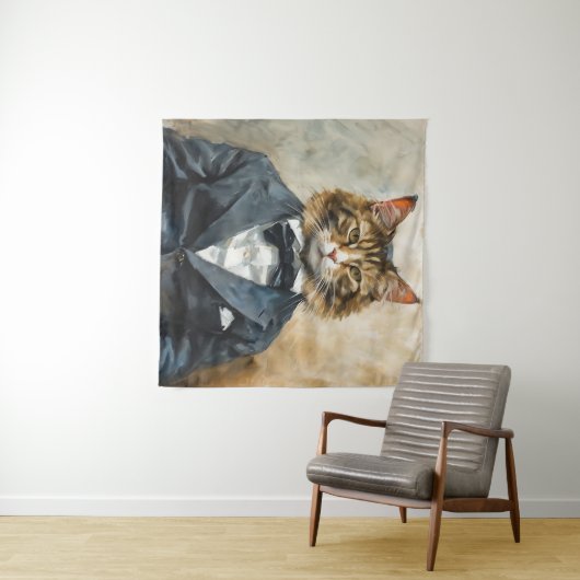 Katze im Anzug Wandteppich (Beispiel (Horizontal))