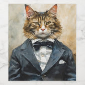 Katze im Anzug Weinetikett (Einzelnes Label)