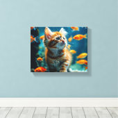 Katze im Aquarium Leinwand Art (Insitu (Holzboden))