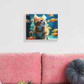 Katze im Aquarium Leinwand Art (Insitu (Wohnzimmer))