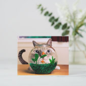 Katze im Aquarium Postkarte (Stehend Vorderseite)