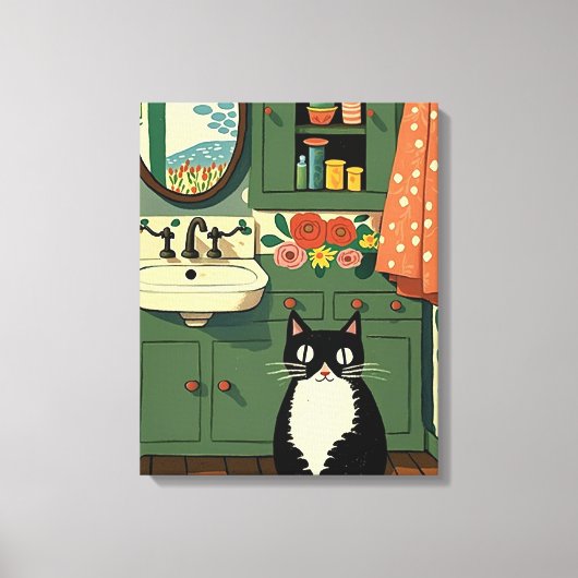 Katze im Badezimmer V11 Leinwanddruck (Vorderseite)