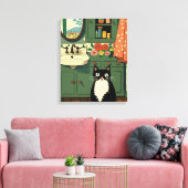 Katze im Badezimmer V11 Leinwanddruck (Insitu (Wohnzimmer))