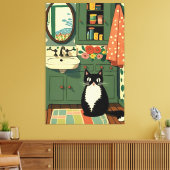 Katze im Badezimmer V11 Leinwanddruck (Insitu (Wohnzimmer))