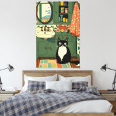 Katze im Badezimmer V11 Leinwanddruck (Insitu (Schlafzimmer))