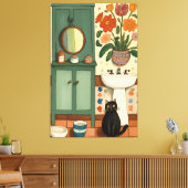 Katze im Badezimmer V13 Leinwanddruck (Insitu (Wohnzimmer))