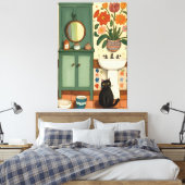 Katze im Badezimmer V13 Leinwanddruck (Insitu (Schlafzimmer))