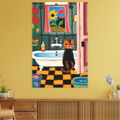 Katze im Badezimmer V16 Leinwanddruck (Insitu (Wohnzimmer))