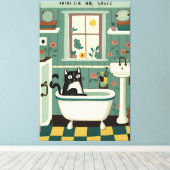 Katze im Badezimmer V17 Leinwanddruck (Insitu (Holzboden))