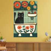 Katze im Badezimmer V9 Leinwanddruck (Insitu (Wohnzimmer))