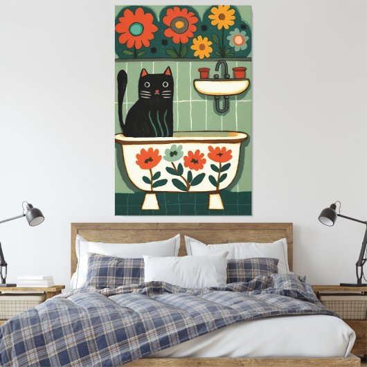 Katze im Badezimmer V9 Leinwanddruck (Insitu (Schlafzimmer))