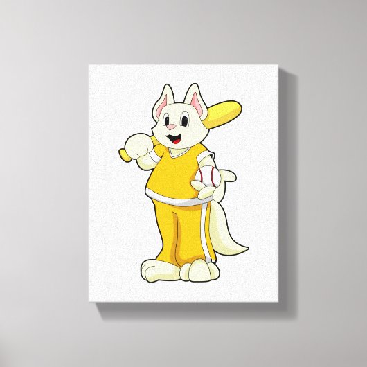 Katze im Baseball mit Baseballschläger Leinwanddruck (Vorderseite)