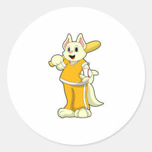 Katze im Baseball mit Baseballschläger Runder Aufkleber