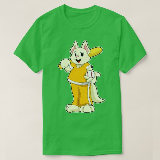 Katze im Baseball mit Baseballschläger T-Shirt (Design vorne)