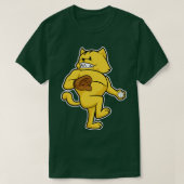 Katze im Baseball mit Handschuh T-Shirt (Design vorne)