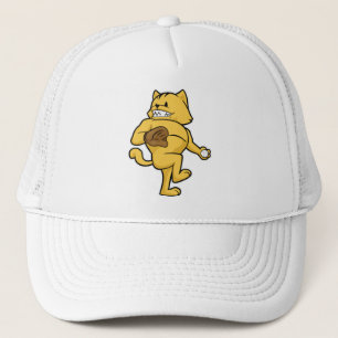 Katze im Baseball mit Handschuh Truckerkappe