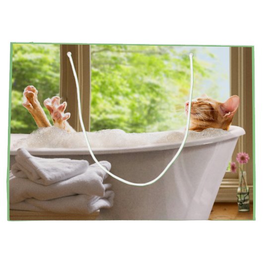 Katze im Bauch Große Geschenktüte (Rückseite)