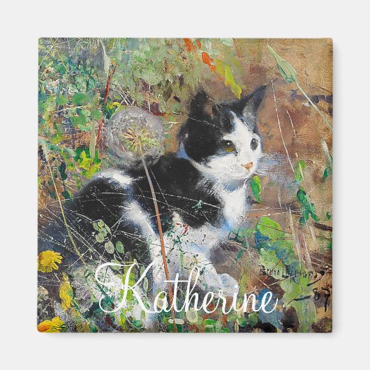 Katze im Bett Magnet (Vorne)