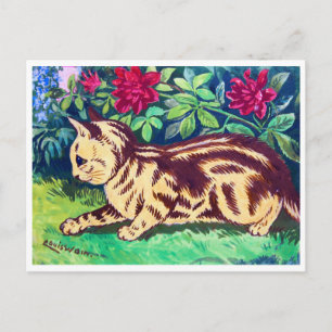 Katze im Blumengarten, Louis Wain Postkarte