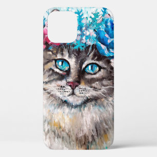 Katze im Blumenkranz Ölgemälde auf Leinwand. Winte Case-Mate iPhone Hülle