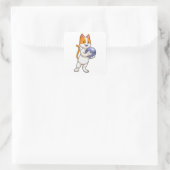 Katze im Bowling mit Bowlingball Quadratischer Aufkleber (Tasche)