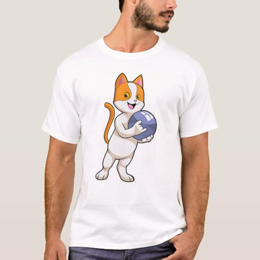 Katze im Bowling mit Bowlingball T-Shirt (Vorderseite)