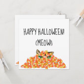 Katze im Candy Corn Funny Halloween Karte (Vorderseite/Rückseite Beispiel)