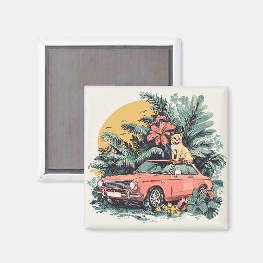 Katze im Dschungel Magnet (Vorderseite/Rückseite)