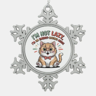 Katze im Energiesparmodus Schneeflocken Zinn-Ornament