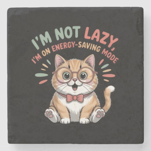 Katze im Energiesparmodus Steinuntersetzer (Vorderseite)