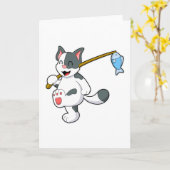 Katze im Fang mit Angeln Karte (Gelbe Blume)