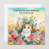 Katze im Feld Blume Dankeskarte (Vorne/Hinten)