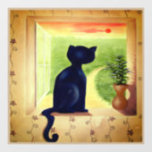 Katze im Fenster Fensteraufkleber (Blatt)